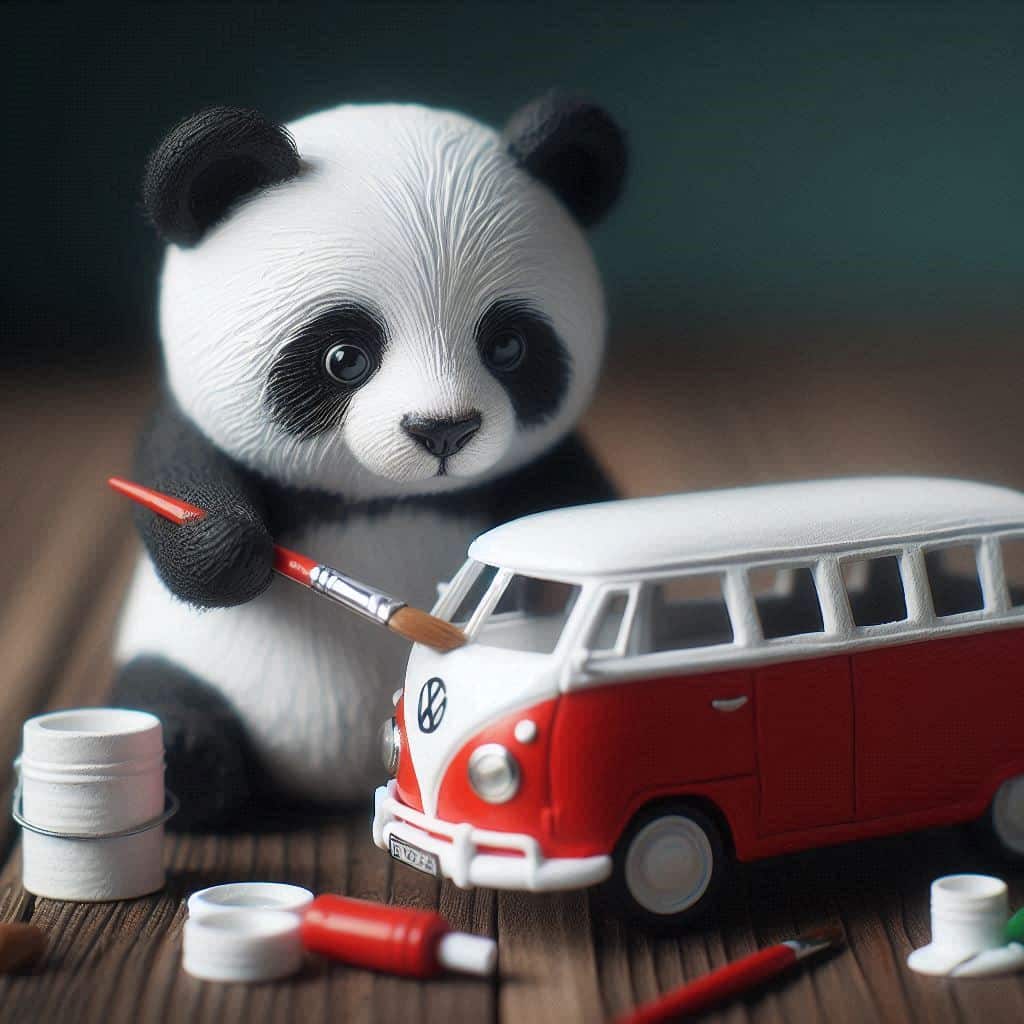 5 panda pintando